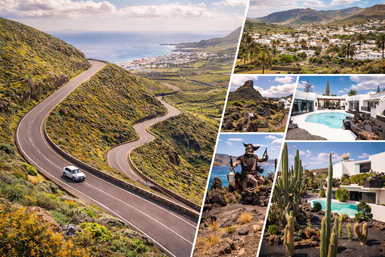 Southern Lanzarote coast and volcanic road